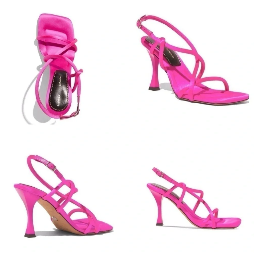 Proenza Schouler Raso Satin Strappy Sandals Bright Pink Women’s Size 36